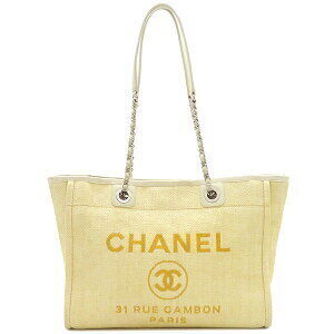 CHANEL Deauville Straw Tote Shoulder Bag Beige Leather Chain